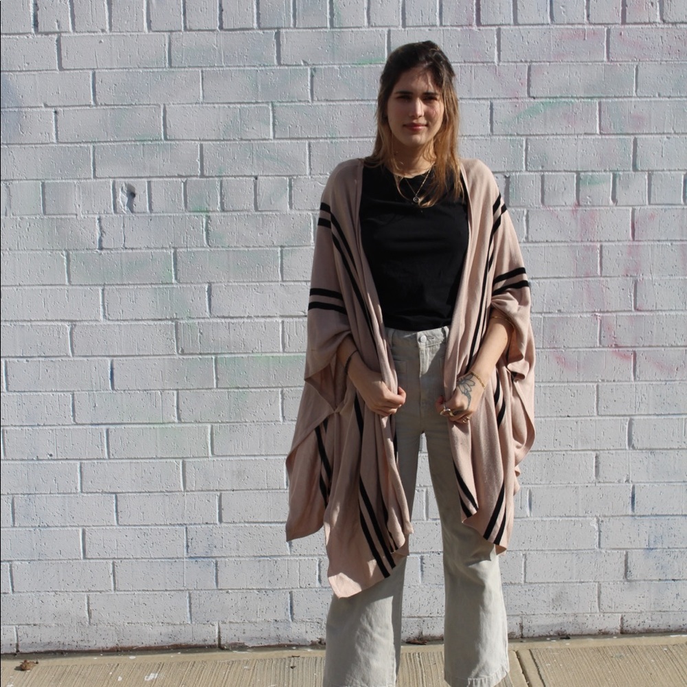 H&M Black & Beige Striped Cardigan